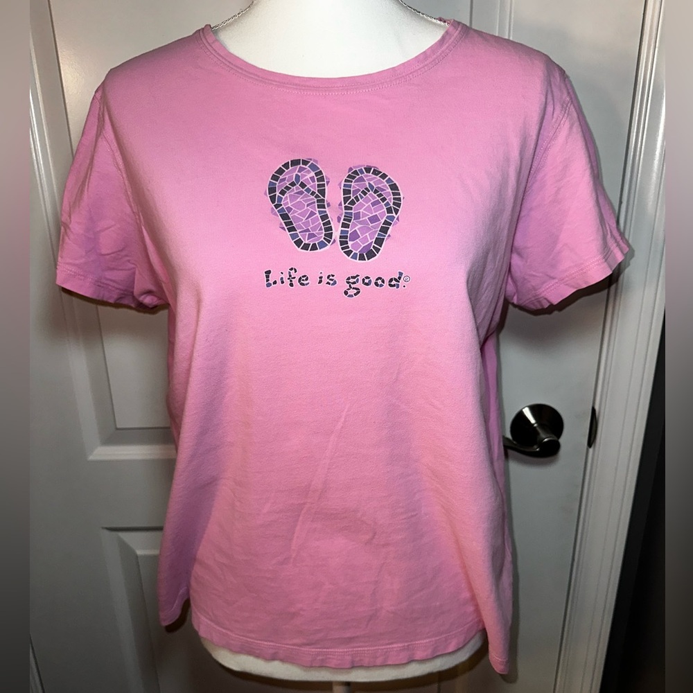 Life Is Good Women's Pink Tee with Graphic Design